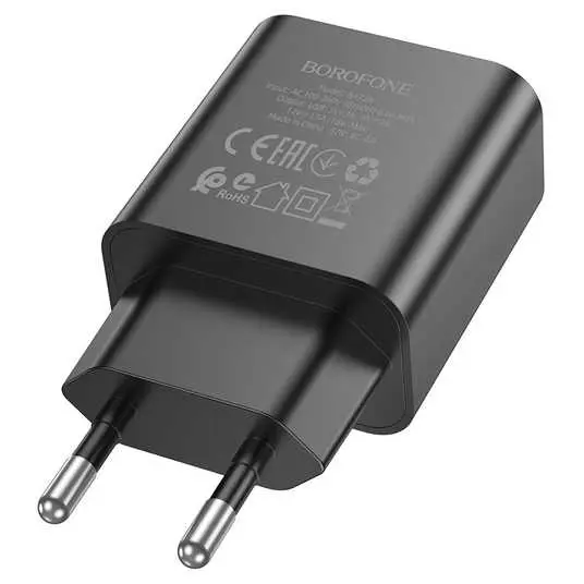 Зарядне BOROFONE BA72A 1USB 3A QC3.0 18W чорний), зображення 5