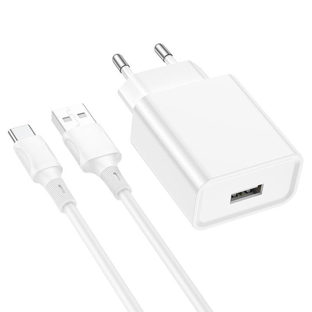 Зарядне BOROFONE BA74A 1USB 2.1A Type-C білий), зображення 5 Зарядне BOROFONE BA74A 1USB 2.1A Type-C білий), зображення 5