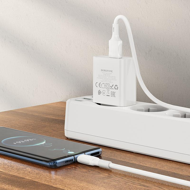 Зарядне BOROFONE BA74A 1USB 2.1A Type-C білий), зображення 7 Зарядне BOROFONE BA74A 1USB 2.1A Type-C білий), зображення 7
