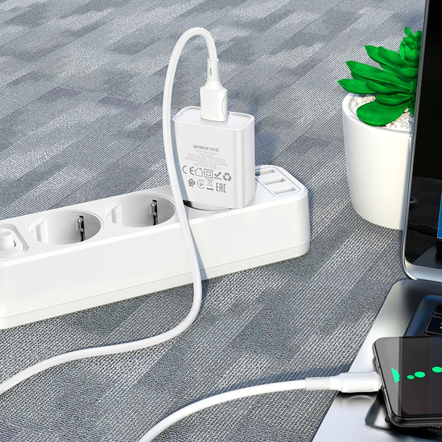 Зарядне BOROFONE BA74A 1USB 2.1A micro USB білий), зображення 9 Зарядне BOROFONE BA74A 1USB 2.1A micro USB білий), зображення 9
