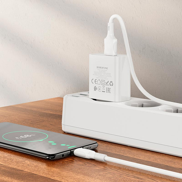Зарядне BOROFONE BA74A 1USB 2.1A micro USB білий), зображення 10 Зарядне BOROFONE BA74A 1USB 2.1A micro USB білий), зображення 10