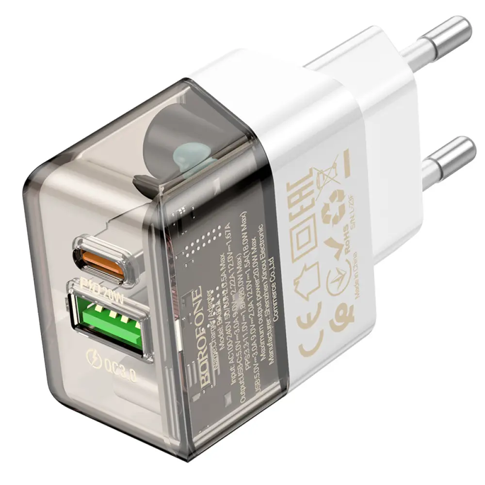 Мережеве Зарядне BOROFONE BA80A PD20W QC3.0 чорний), зображення 4 Мережеве Зарядне BOROFONE BA80A PD20W QC3.0 чорний), зображення 4