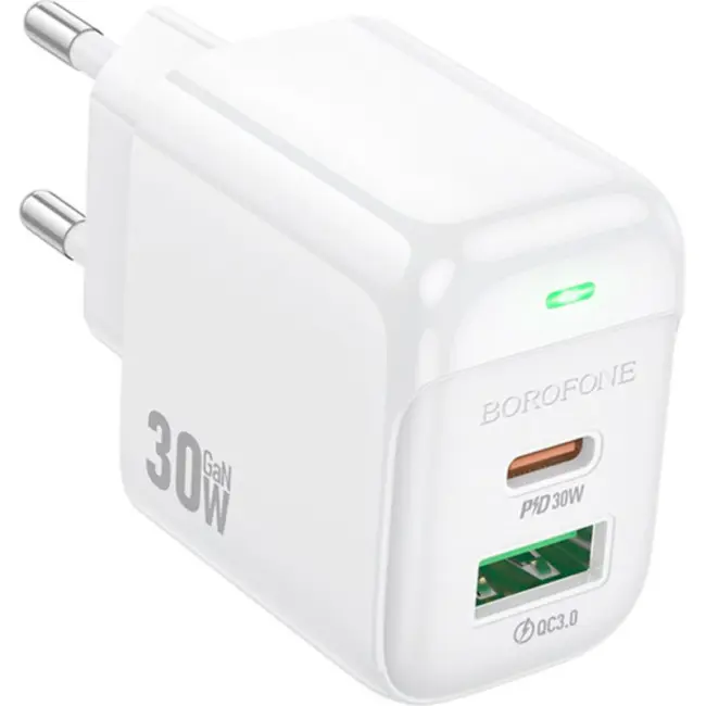Зарядне BOROFONE BAS45A 1USB, 1Type-C PD30W QC3.0 білий ), зображення 3 Зарядне BOROFONE BAS45A 1USB, 1Type-C PD30W QC3.0 білий ), зображення 3