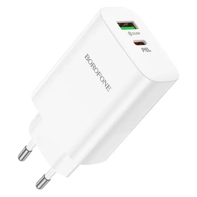 Зарядне BOROFONE BN10 USB-A/USB-C PD 65W dual port білий), зображення 2