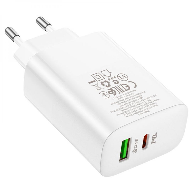 Зарядне BOROFONE BN10 USB-A/USB-C PD 65W dual port білий), зображення 4