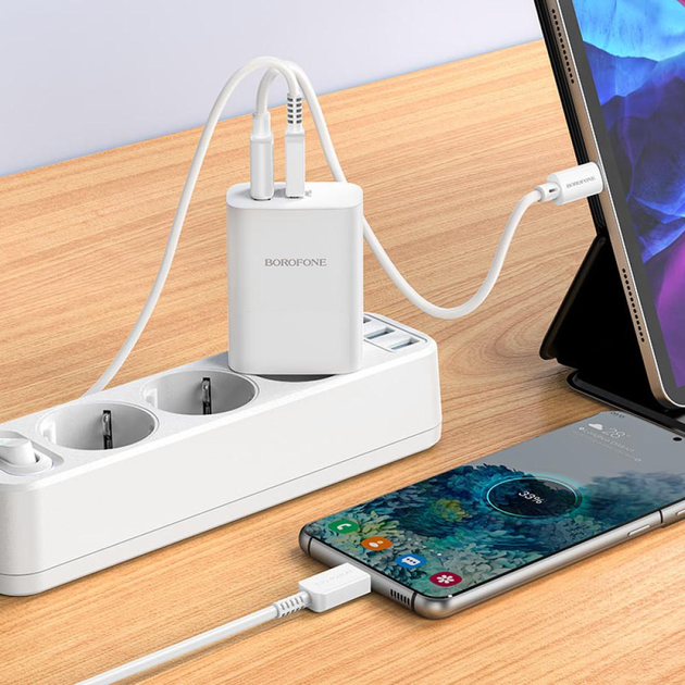 Зарядне BOROFONE BN10 USB-A/USB-C PD 65W dual port білий), зображення 6