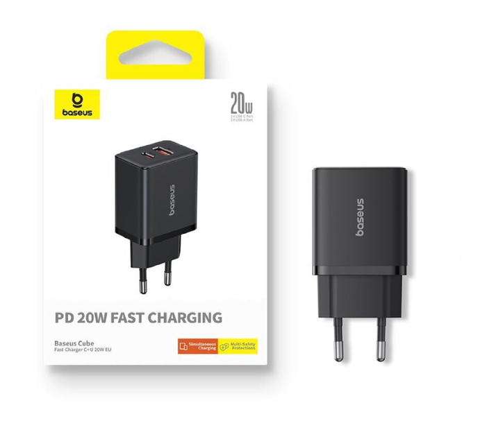 Зарядне Baseus Cube USB, Type-C QC 3.0 PD20W чорний P10111403113-00), зображення 5