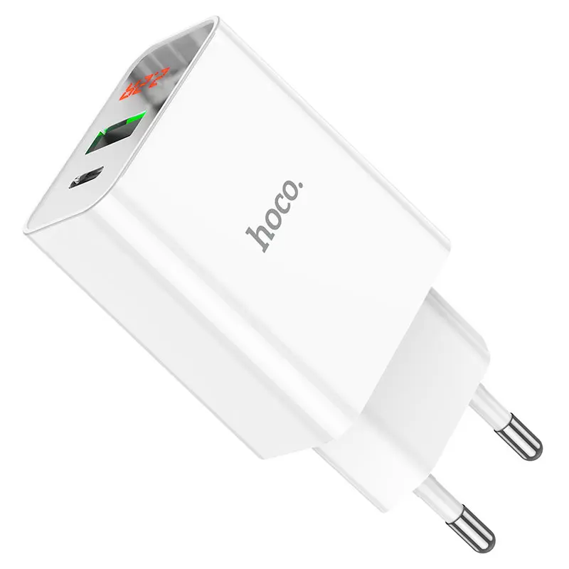 Мережеве Зарядне HOCO C100A USB 3A PD20W QC3.0, LCD дсиплей, білий), зображення 5