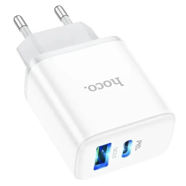 Мережеве Зарядне HOCO C105A USB 3.0А Type-C PD20W QC3.0 білий), зображення 2