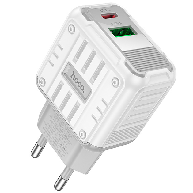 Зарядне HOCO C135A 1USB/1C PD 20W QC3.0 білий від батарейки.com.ua