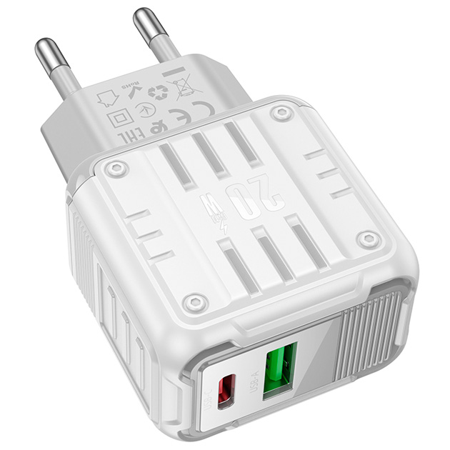 Зарядне HOCO C135A 1USB/1C PD 20W QC3.0 білий), зображення 4