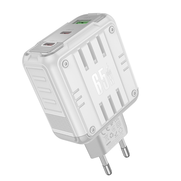 Зарядне HOCO C139A PD65W 2Type-C 1USB білий), зображення 2 Зарядне HOCO C139A PD65W 2Type-C 1USB білий), зображення 2