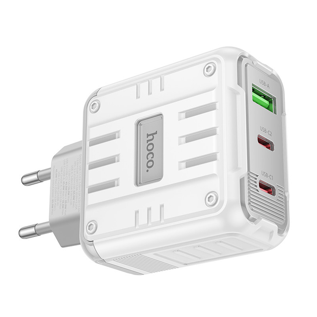Зарядне HOCO C139A PD65W 2Type-C 1USB білий від батарейки.com.ua