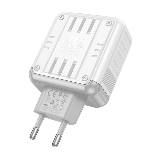 Зарядне HOCO C139A PD65W 2Type-C 1USB білий), зображення 6 Зарядне HOCO C139A PD65W 2Type-C 1USB білий), зображення 6