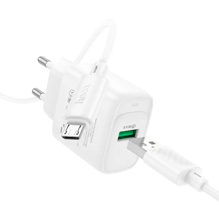 Зарядне HOCO C140A 1USB 18W QC3.0 кабель Micro білий), зображення 4