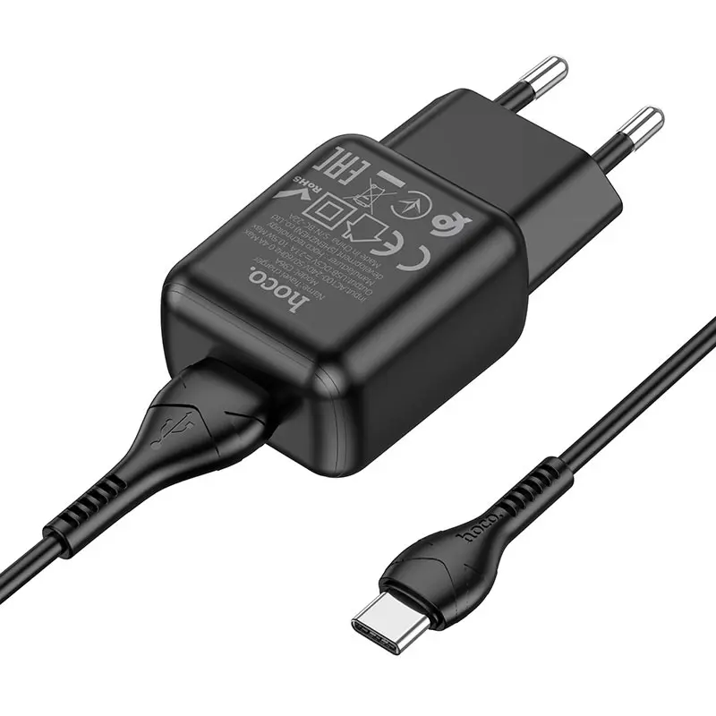 Зарядне HOCO C96A 1USB 2,1A кабель Type-C чорний від батарейки.com.ua