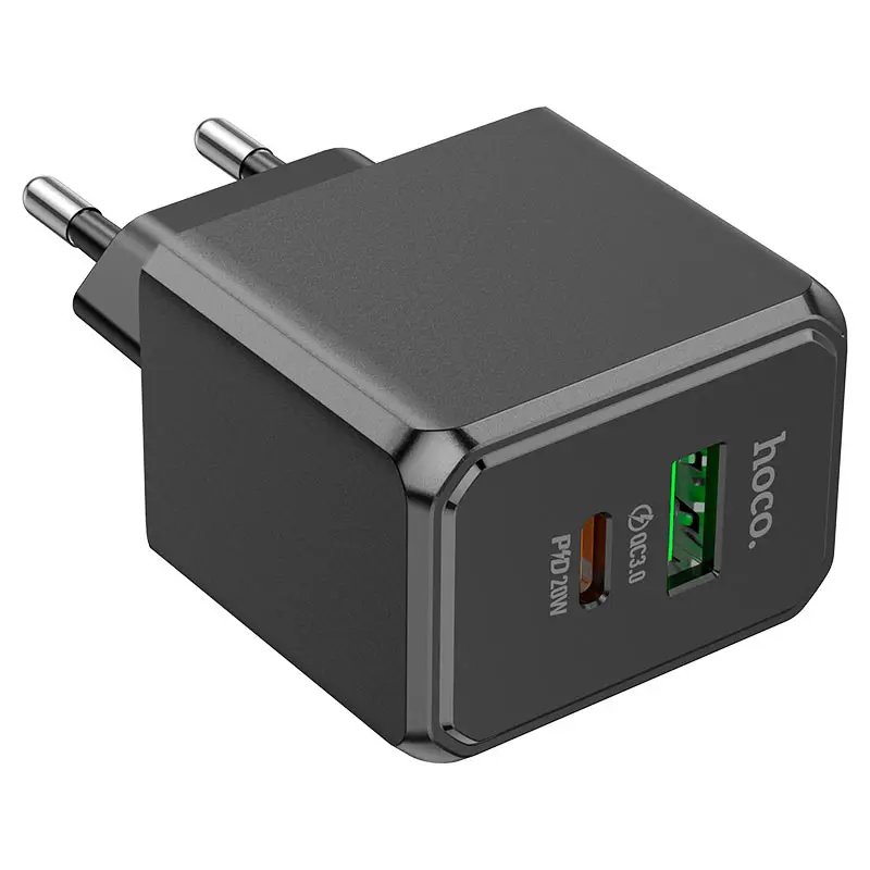 Мережеве зарядне HOCO CS14A QC3.0 PD 20W black), зображення 3 Мережеве зарядне HOCO CS14A QC3.0 PD 20W black), зображення 3