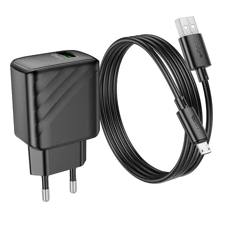 Зарядне HOCO CS21A 1USB 3А QC3.0 18W з кабелем Micro Black), зображення 3 Зарядне HOCO CS21A 1USB 3А QC3.0 18W з кабелем Micro Black), зображення 3
