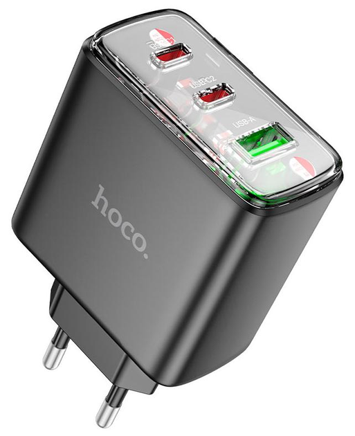 Зарядне HOCO CS44A 2Type-C/1USB 3A PD65W QC3.0 чорний від батарейки.com.ua