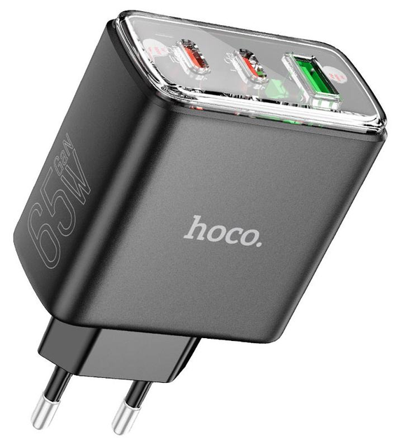 Зарядне HOCO CS44A 2Type-C/1USB 3A PD65W QC3.0 чорний), зображення 3 Зарядне HOCO CS44A 2Type-C/1USB 3A PD65W QC3.0 чорний), зображення 3