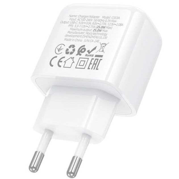 Зарядне HOCO CS53A Type-C PD25W QC білий), зображення 5 Зарядне HOCO CS53A Type-C PD25W QC білий), зображення 5