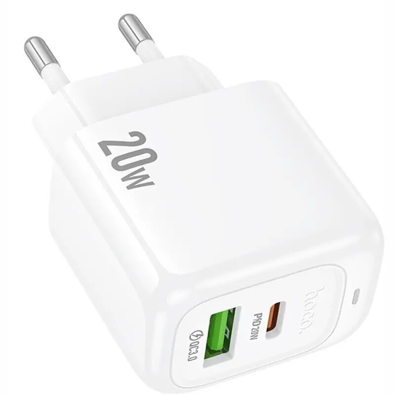 Зарядне HOCO CS54A PD20W 1Type-C/1USB білий), зображення 4 Зарядне HOCO CS54A PD20W 1Type-C/1USB білий), зображення 4