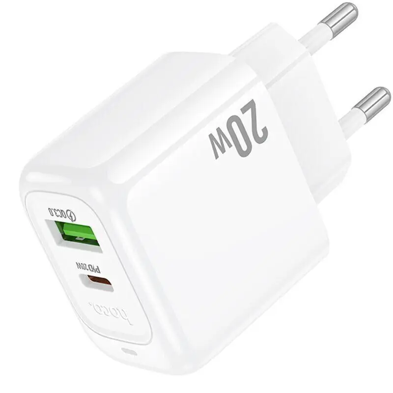 Зарядне HOCO CS54A PD20W 1Type-C/1USB білий), зображення 5 Зарядне HOCO CS54A PD20W 1Type-C/1USB білий), зображення 5