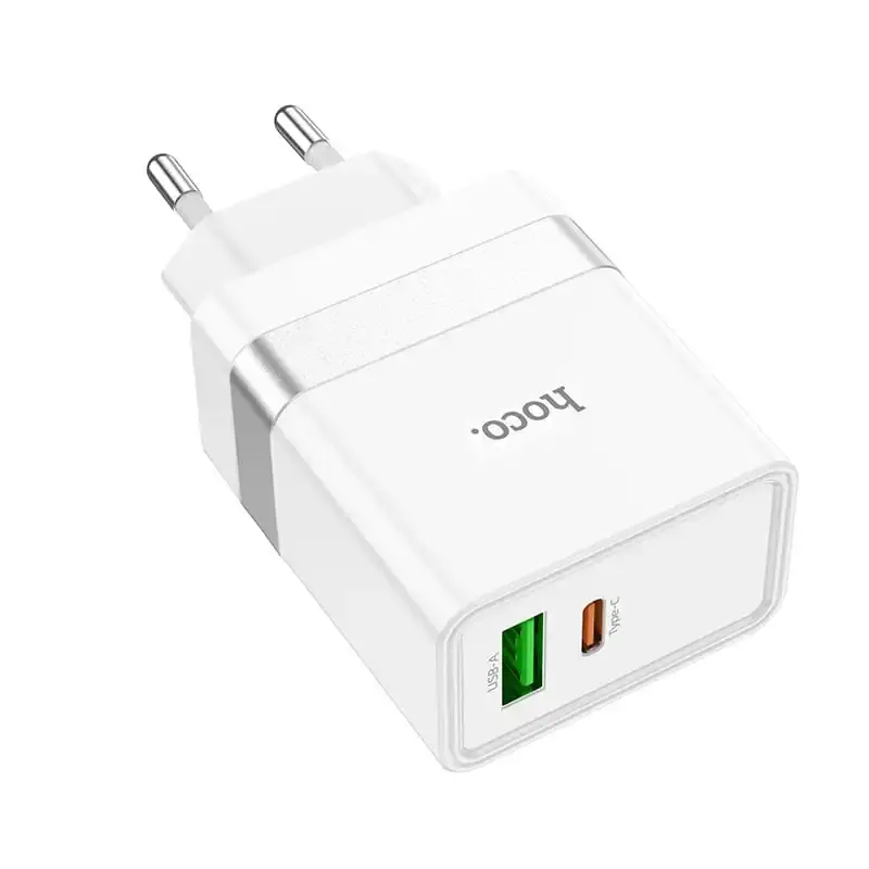 Зарядне HOCO N21 1Type-C, 1USB 3А PD30W QC3.0 білий), зображення 3 Зарядне HOCO N21 1Type-C, 1USB 3А PD30W QC3.0 білий), зображення 3