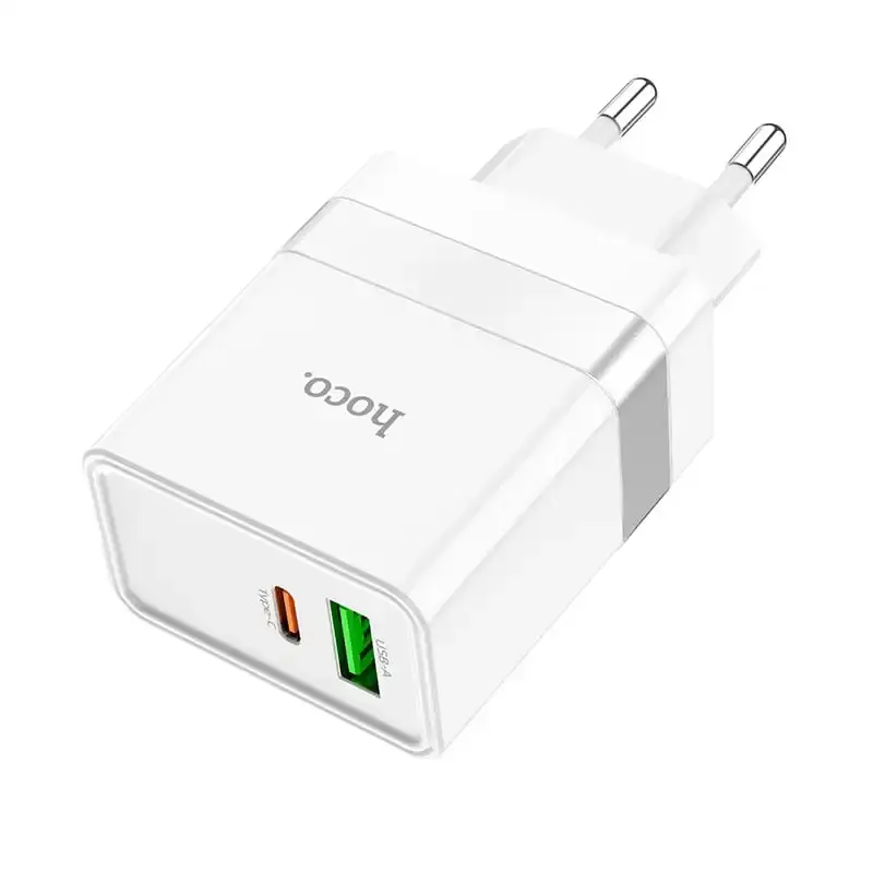 Зарядне HOCO N21 1Type-C, 1USB 3А PD30W QC3.0 білий), зображення 4 Зарядне HOCO N21 1Type-C, 1USB 3А PD30W QC3.0 білий), зображення 4