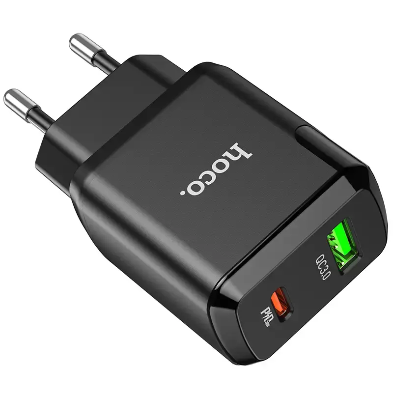 Зарядне HOCO N5 1USB 1Type-C 3А PD 20W QC3.0 чорне), зображення 3 Зарядне HOCO N5 1USB 1Type-C 3А PD 20W QC3.0 чорне), зображення 3
