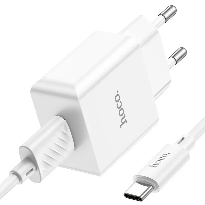 Зарядне Hoco C106A 1USB 2,1A кабель Type-C White), зображення 4 Зарядне Hoco C106A 1USB 2,1A кабель Type-C White), зображення 4