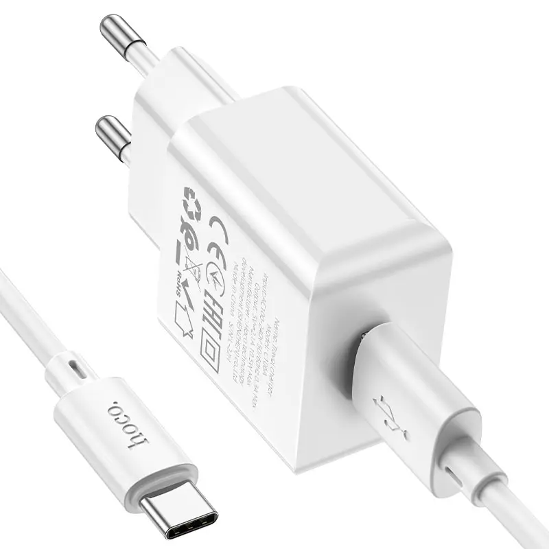 Зарядне Hoco C106A 1USB 2,1A кабель Type-C White), зображення 5 Зарядне Hoco C106A 1USB 2,1A кабель Type-C White), зображення 5