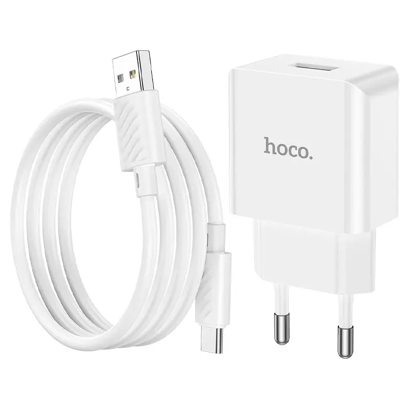 Зарядне Hoco C106A 1USB 2,1A кабель Type-C White), зображення 6 Зарядне Hoco C106A 1USB 2,1A кабель Type-C White), зображення 6