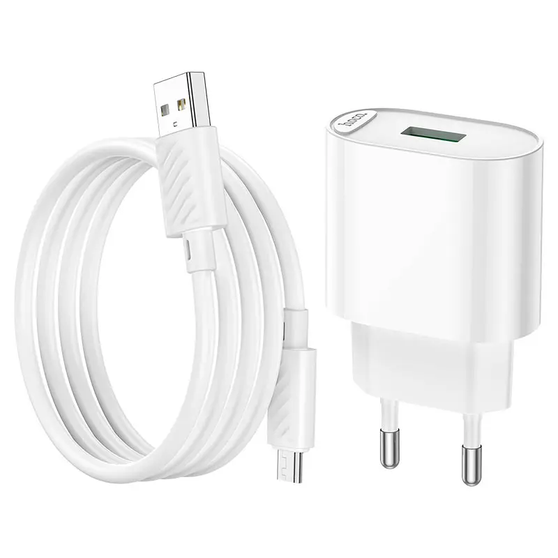 Зарядне Hoco C109A 1USB 3А 18W QC3.0 кабель Micro White), зображення 5 Зарядне Hoco C109A 1USB 3А 18W QC3.0 кабель Micro White), зображення 5