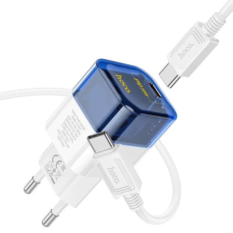 Мережеве Зарядне Hoco C125A PD20W QC3.0 з кабелем Type-C), зображення 5 Мережеве Зарядне Hoco C125A PD20W QC3.0 з кабелем Type-C), зображення 5