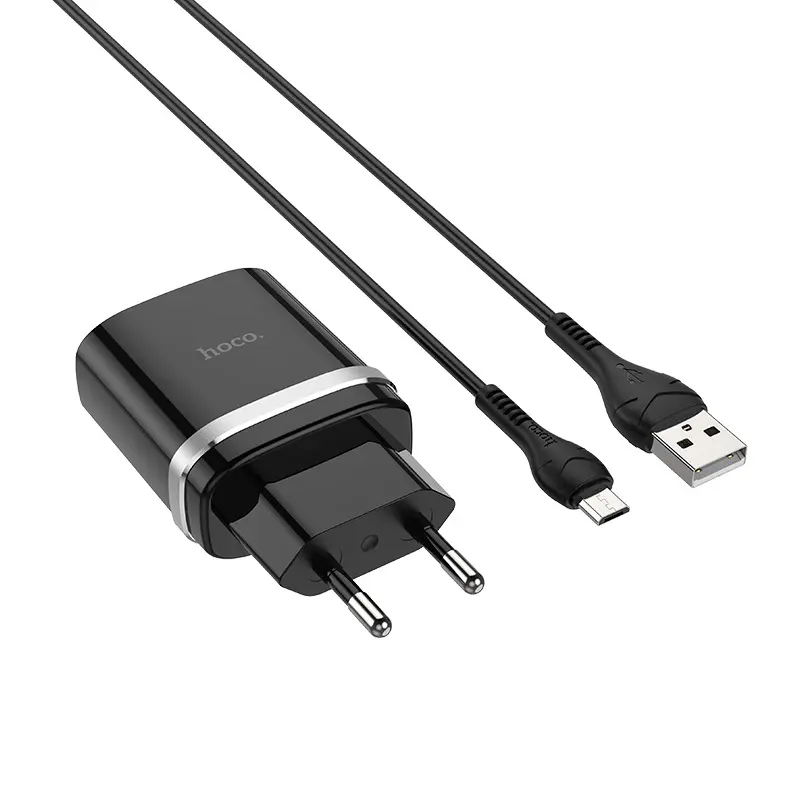 Мережеве Зарядне Hoco C12Q Smart 1USB 3A QC3.0 18W Black, з кабелем Micro USB), зображення 7