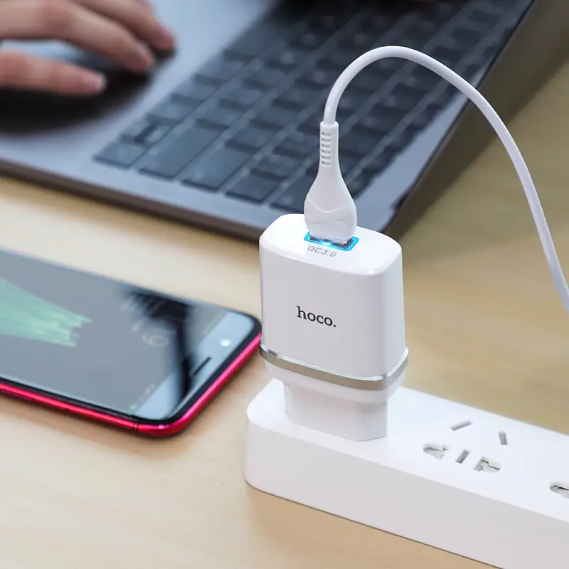 Зарядне Hoco C12Q Smart 1USB 3A QC3.0 18W White кабель Micro), зображення 4
