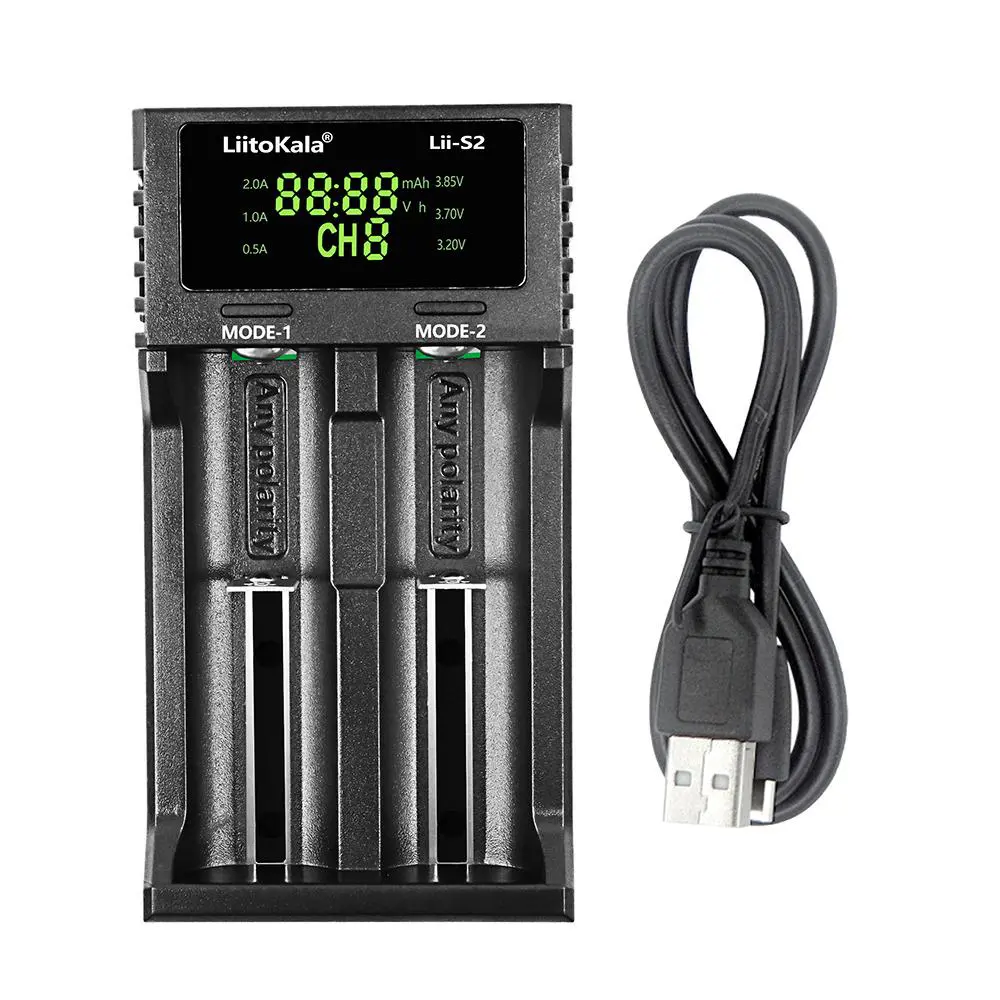 Зарядне LiitoKala Lii-S2 для 2 елементів 10440-26650, Ni-Mh, Li-Ion, Li-Fe від micro USB), зображення 4