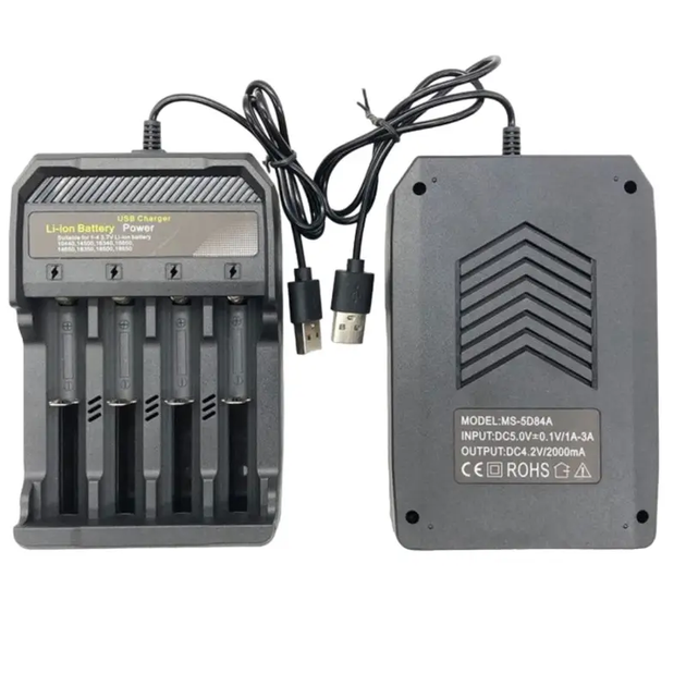 Зарядне Li-ion MS-5D84A для 4 елементів 10440-26650 від USB), зображення 4