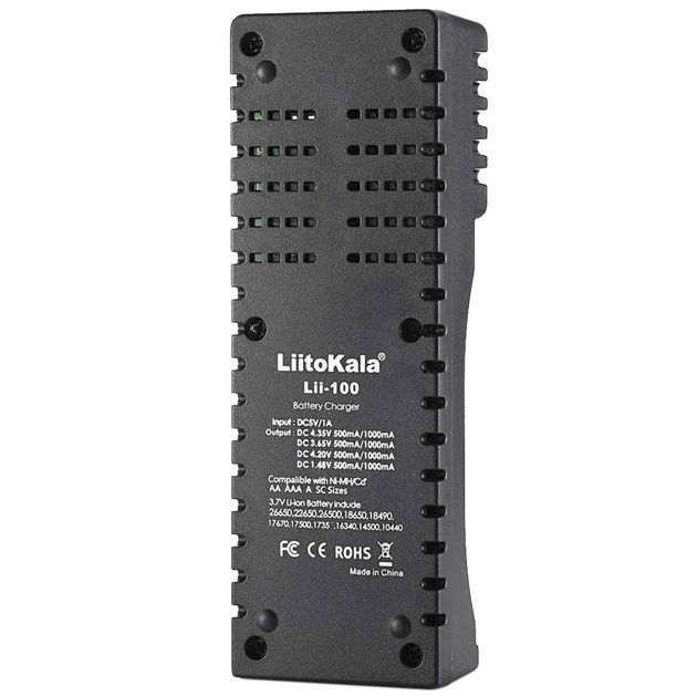 Зарядне LiitoKala Lii-100B для 1 елемента 10440-26650 Ni-Mh, Li-Ion, Li-Fe, від USB), зображення 5