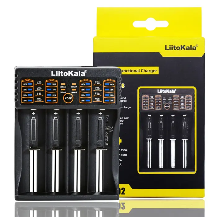 Зарядне LiitoKala Lii-402 для 1-4 елементів 10440-26650 Ni-Mh, Li-Ion, Li-Fe від USB + ПаверБанк), зображення 4