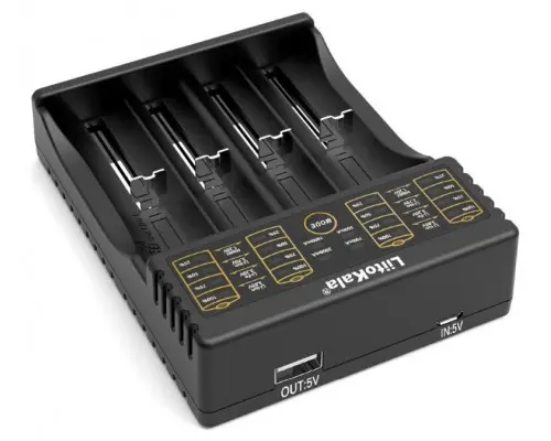 Зарядне LiitoKala Lii-402 для 1-4 елементів 10440-26650 Ni-Mh, Li-Ion, Li-Fe від USB + ПаверБанк), зображення 5
