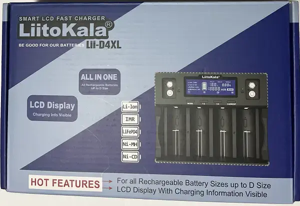 Зарядне LiitoKala Lii-D4XL 1-4 елементів 10440-33700 Ni-Mh, Li-Ion, Li-Fe), зображення 5 Зарядне LiitoKala Lii-D4XL 1-4 елементів 10440-33700 Ni-Mh, Li-Ion, Li-Fe), зображення 5
