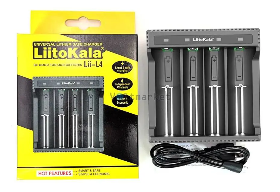 Зарядне LiitoKala Lii-L4 для 1-4 елементів 10440-26650 Li-Ion від USB), зображення 5