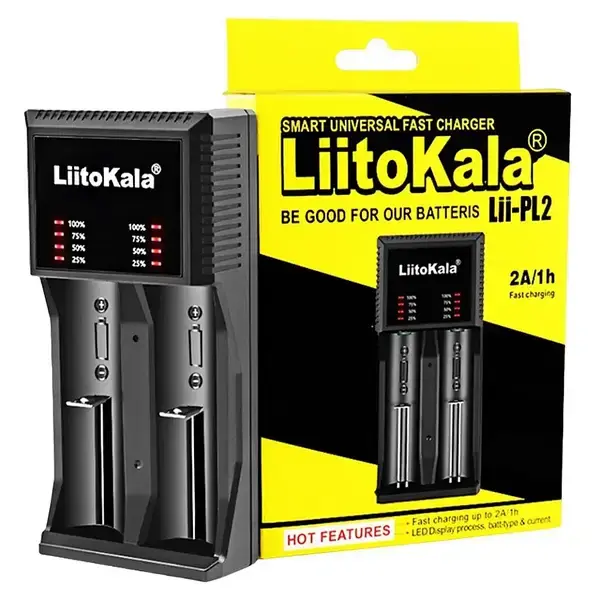 Зарядне LiitoKala Lii-PL2 1-2 елементів 10440-26650 Ni-Mh, Li-Ion, Li-Fe), зображення 4 Зарядне LiitoKala Lii-PL2 1-2 елементів 10440-26650 Ni-Mh, Li-Ion, Li-Fe), зображення 4