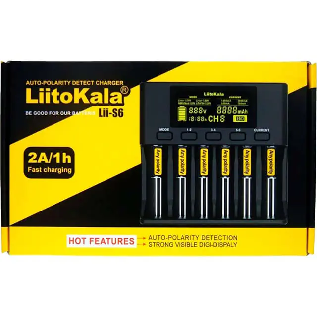 Зарядне LiitoKala Lii-S6 для 1-6 елементів 10440-26650 Ni-Mh, Li-Ion, Li-Fe), зображення 3