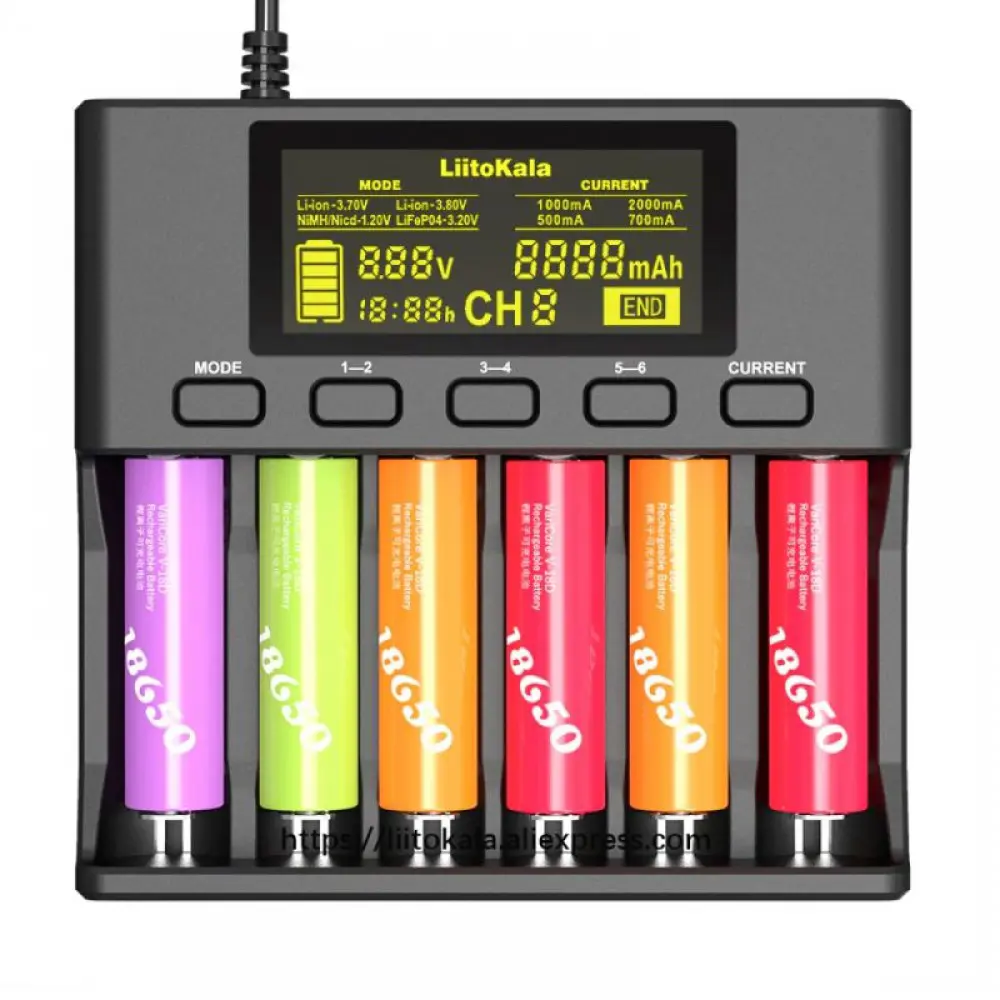 Зарядне LiitoKala Lii-S6 для 1-6 елементів 10440-26650 Ni-Mh, Li-Ion, Li-Fe), зображення 4