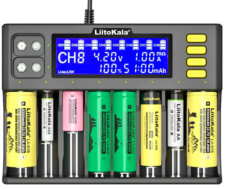 Зарядне LiitoKala Lii-S8 для 1-8 елементів Ni-Mh, Li-Ion, Li-Fe), зображення 5