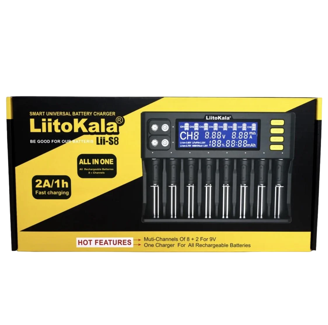 Зарядне LiitoKala Lii-S8 для 1-8 елементів Ni-Mh, Li-Ion, Li-Fe), зображення 6