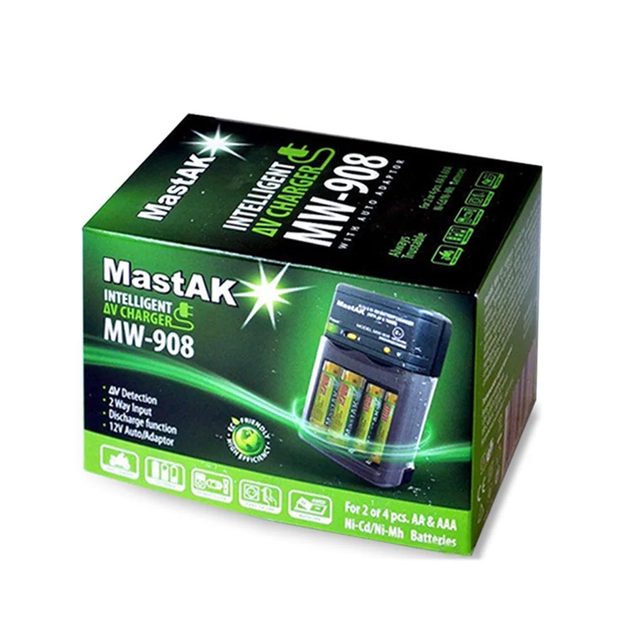 Зарядне MASTAK MW-908 для 1-4 елементів АА, ААА Ni-Mh, Ni-Сd), зображення 3